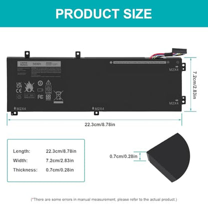 56WH RRCGW H5H20 0RRCGW School Laptop Battery for Dell XPS 15 9550 15-9550 9560 9570 Precision 15 5510 5520 5530 Series P56F P56F001 5D91C 62MJV M7R96 0RRCGW 062MJV Mobile Workstation Notebook - size: RRCGW 11.38 * 4.53 * 0.73 in
