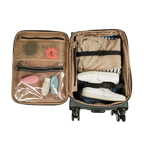 Kenneth Cole REACTION Chelsea 2-Piece Bundle - 20" Chevron Expandable 8-Wheel Carry-On Suitcase & Matching 15" Laptop Backpack, Olive - color: Olive, size: 2-Piece Bundle (Carry On + Backpack)
