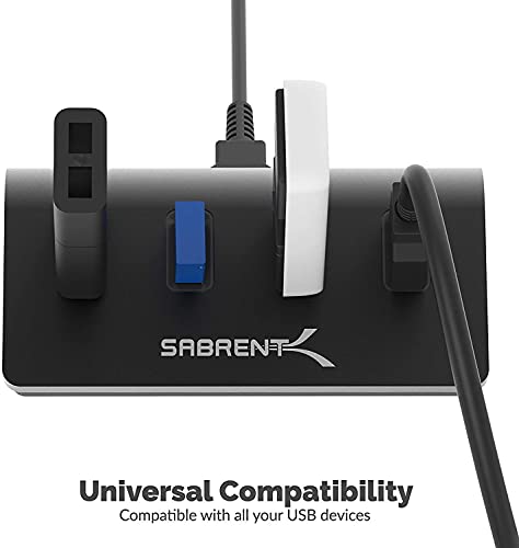 SABRENT 4-Port USB 3.0 Hub Aluminum Portable Data Hub with 2.5ft USB 3.0 Cable for iMac, MacBook, MacBook Pro, MacBook Air, Mac mini, or Any PC [Black] (HB-MC3B) - size: USB-A 4-Port – Black