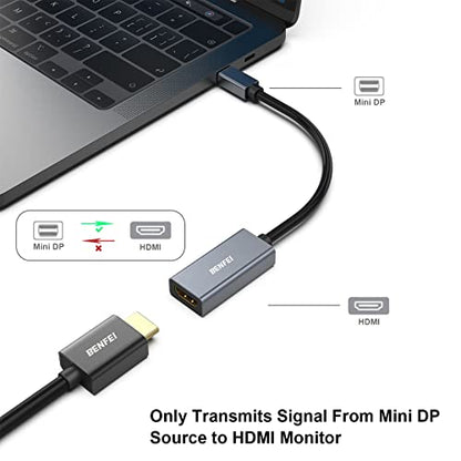BENFEI Mini DisplayPort to HDMI Adapter 4K, Thunderbolt 2 to HDMI Adapter Compatible for MacBook Air/Pro, Microsoft Surface Pro/Dock, Monitor, Projector[Gold-Plated Connectors& Aluminium Shell] - size: 3 Pack, style: 4K@30Hz
