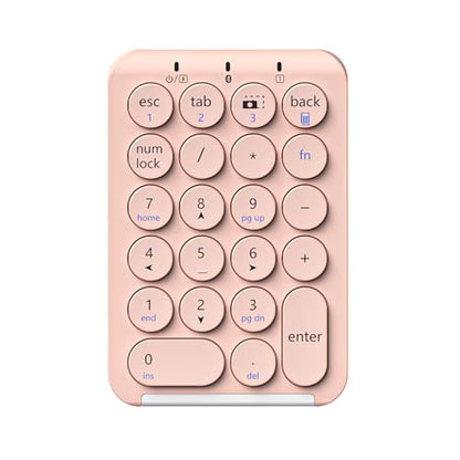 iClever Bluetooth Number Pad, 22 Keys Wireless Numeric Keypad, Rechargeable Mini Portable Numpad with Custom Stickers, Financial Accounting, Data Entry, Compatible with Laptop, Mac, Surface Pro, PC - color: Pink