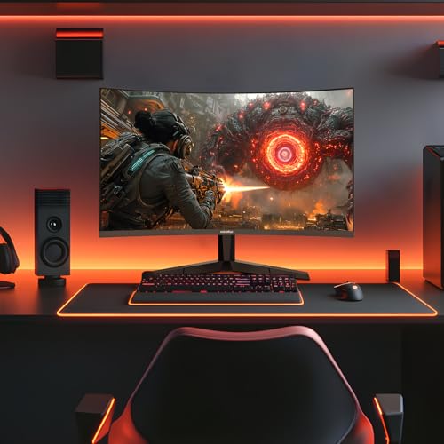 KOORUI 25 inch Curved Gaming Monitor 240Hz FHD 1080P, 1500R 1ms Display | Adaptive Sync, 90% DCI-P3, Eye Care, HDMI×2 and DP, VESA Mount, Tilt, FPS Gaming, Esports Players, Competitive Gaming - size: 25inch 240Hz/FHD/Curved