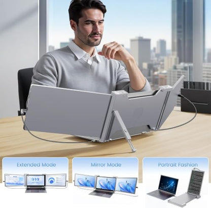15.6'' 1080P FHD Laptop Screen Extender, Portable Monitor for 15"-17" Laptop with USB-C/HDMI Port, Plug-Play Monitor Extender for Triple Display for Mac/Windows Remote Work & Multitasking