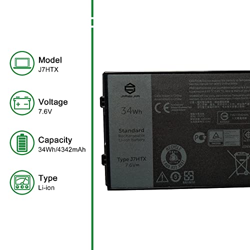 J7HTX 451-BCDH Laptop Battery Replacement for Dell Latitude 7202 7212 7220 Rugged Extreme Tablet T03H T03H002 T03H T03H003 Series 02JT7D 2JT7D J82G5 7XNTR FH8RW 0FH8RW DRPTJ 7.6V 34Wh 4342mAh - size: 9.8*3.5*1.5inch J7HTX