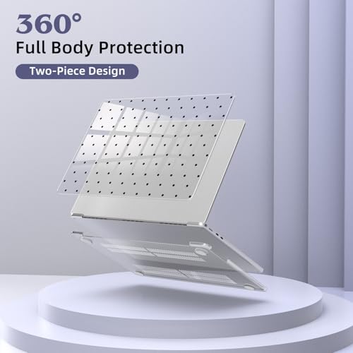 for MacBook Air 13.6 Inch Case M5/M4/M3/M2 2026-2022 Release A3449 A3240 A3113 A2681 Cute Polka Dot Aesthetic Design Crystal Clear Girly Case Laptop Protective Hard Shell Cover - color: Polka Dot