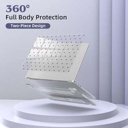 for MacBook Air 13.6 Inch Case M5/M4/M3/M2 2026-2022 Release A3449 A3240 A3113 A2681 Cute Polka Dot Aesthetic Design Crystal Clear Girly Case Laptop Protective Hard Shell Cover - color: Polka Dot