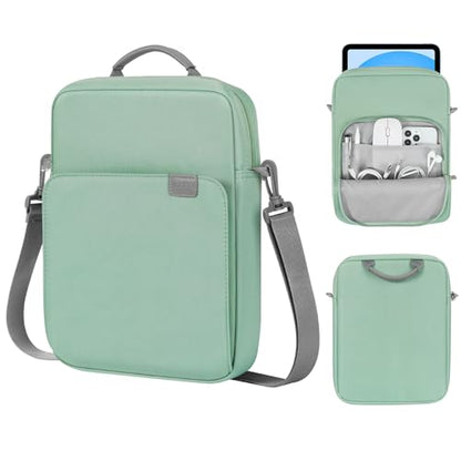 MoKo 9-11 Inch Tablet Sleeve Bag Handle Carrying Case with Shoulder Strap | Fits iPad Pro/Air/A16 11-inch, iPad 10th 10.9, iPad 9/8/7th 10.2, iPadAir 5/4th 10.9 and Tab S8/S9 11-inch, Cyan - color: Dark Green, size: 9-11 inch