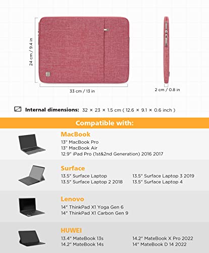 NIDOO 13.3 Inch Laptop Sleeve Case 14 inch Protective Notebook Bag for 13.5" Surface Laptop 6 5 4/14" MacBook Pro M3 M4 2024/13.3 ThinkPad X13 / 14" Yoga Slim 7i Pro Women, Red - color: Pink, size: 12.5-13 Inch / 2017 New MacBook Pro