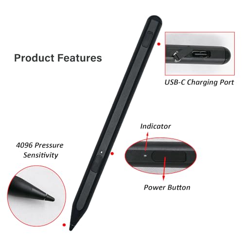 U1 Stylus Pen for Lenovo USI 2.0 Pen Compatible with Lenovo Chromebook Duet 3/5,U1 Pen for ideaPad Flex 5 Chromebook,4096 Pressure Sensitivity(Black)