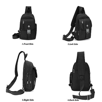 NICGID Sling Bag Chest Shoulder Backpack Crossbody Bags for Tablet Laptop Outdoor Hiking Men Women - color: Black-016