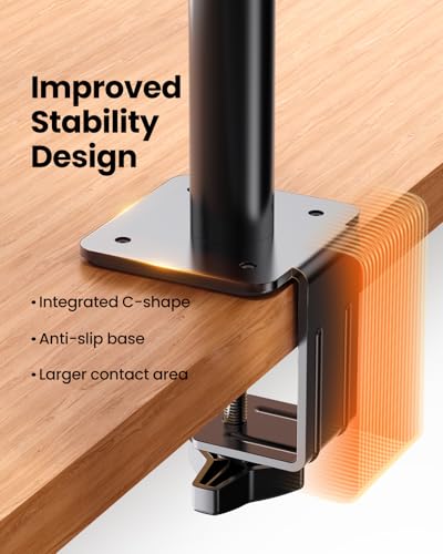 ErGear Single Monitor Arm, Adjustable Desk Gaming Monitor Mount for 13-34″ Screens, Up to 19.8 lbs, Enhanced Stability with Integrated C-Clamp, Upgraded Cable Management, VESA 75x75/100x100mm, Black - size: 17"-34", style: Single Arm