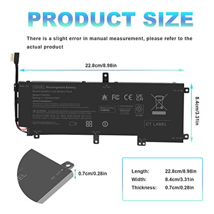 VS03XL VSO3XL Battery for HP Envy 15T-AS000 15T-AS100 CTO 15-AS 15-AS133CL X6V56UA 15-AS020NR 15-AS152NR 15-AS004LA 15-AS014WM HSTNN-UB6Y 849047-541 849313-850 3ICP7/61/80 849313-856 TPN-I125 - size: 8.98*3.31*0.28inch