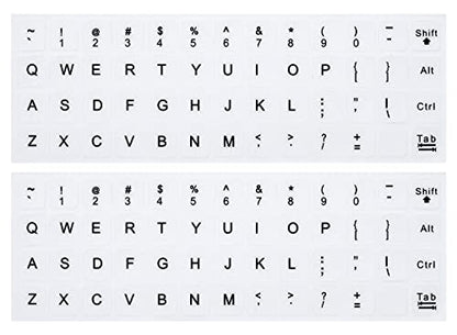 (2PCS Pack) English Keyboard Stickers, Universal Keyboard Replacement Letters English White Background with Black Lettering for Laptops Computer, Matte Keyboard Alphabet Stickers -White - color: English-White