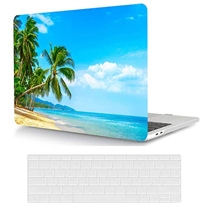 MacBook Pro 13 Inch Case - 2012-2008 A1278 with CD-ROM, Plastic Hard Shell & Keyboard Cover Skin - Beach & Palm Tree - color: CH81 Beach & Palm tree, size: Pro 13" w/CD-ROM 2008-2012(A1278)