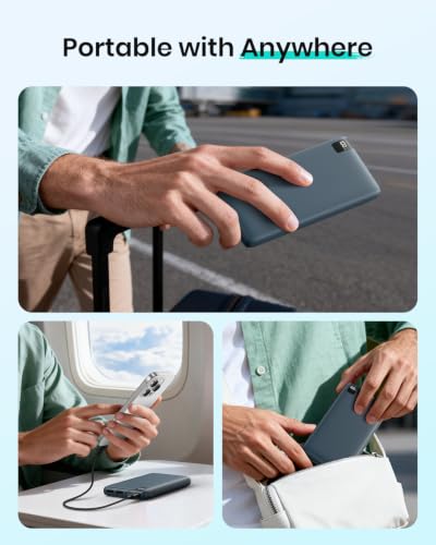 A ADDTOP Power Bank 20000mAh Fast Charging Built-in USB C Portable Charger | PD 22.5W丨4 USB Output丨Travel Essential丨LED Display丨Battery Pack for Phone 17/16/15 Galaxy Series丨Lightweight丨Flight-Safe丨Blue - color: Blue