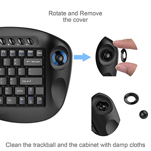 Easy Zoom Control with Scroll Wheel and ctrl,Banalove mini Handheld trackball Multi-Media 2.4G Wireless Keyboard Combo for HTPC Home Theater Keyboard,Smart TV Multimedia Set-Top Box