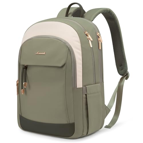 LOVEVOOK 17.3 Inch Laptop Backpack Women, Fashion Backpack with Laptop Compartment for Work College, Large Water Resistant Computer Bags Travel Backpack Purse, Beige green - color: Beige Green, size: 17.3 inches