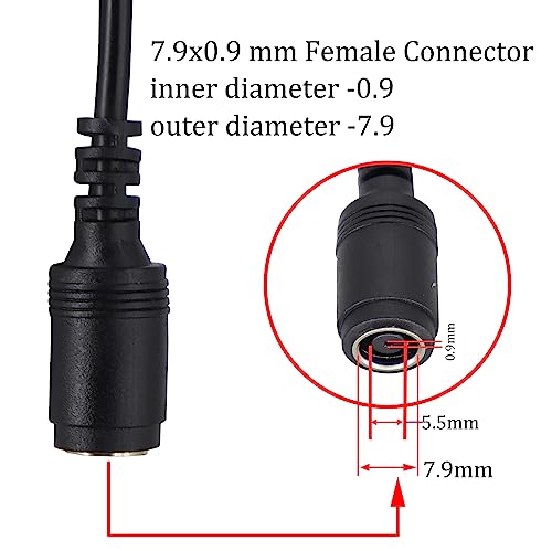 DC 7.9mmx0.9mm to Square Interface Plug Converter DC7.9mm x 5.5mm to Square tip Power Converter Cable Laptop Power Adapter Compatible for Le-no-vo Think-Pad I-B-M [2pack-7909] - color: DC7909F