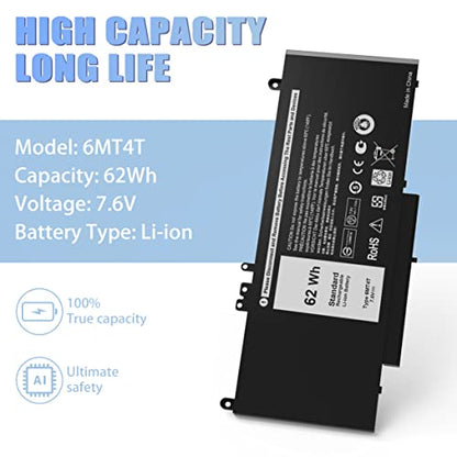 E5470 E5570 6MT4T Battery Compatible with Dell Latitude 14 E5470 15 E5570 Precision 15 3510 M3510 Series Notebook Replacement for V69Y TXF9M 79VRK 07V69Y 0HK6DV 079VRK 0TXF9M [7.6V/62Wh] - size: 9.27*4.05*0.27inch 6MT4T