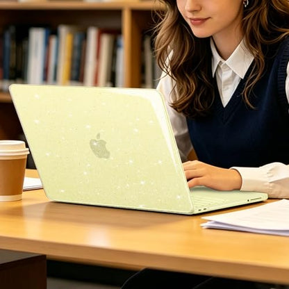 MOSISO Sparkly Glitter Case Compatible with MacBook Neo Case 13 inch 2026 | Model A3404 with A18 Pro Chip, Crack-Resistant Protective Hard Shell Case&Keyboard Cover&ScreenFilm&Pouch, Citrus - color: Citrus