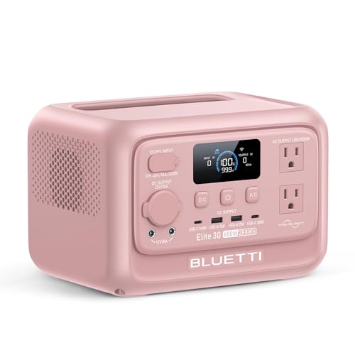 BLUETTI Elite 30 V2 Portable Power Station 288Wh 600W LFP Solar Generator | AC Outlet (Power Lifting 1500W), Fast Recharge LiFePO4 Battery Backup, UPS Backup Power for Camping, Road Trip, Outage - style: BLUETTI Elite 30 V2 Blush Pink