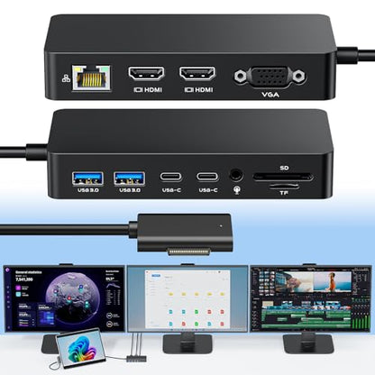 Microsoft Surface Dock with Power Supply – 12-in-1 Surface Pro Docking Station with Three Displays (2*HDMI + VGA) for Microsoft Surface Pro 12/11/10/9/8/X/7/6, Surface Laptop, Surface Go - size: 12