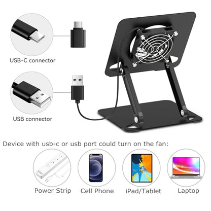 Cooler for iPad,Surface Pro Tablet Stand Holder with Quiet Cooling Fan for Microsoft Surface & iPad Pro/Air/Mini,Samsung Galaxy,7''- 15'' Tablets - color: Black