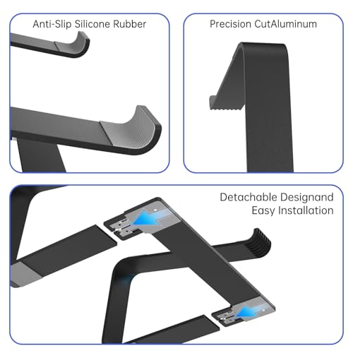 Laptop Stand for Desk Detachable Aluminum Computer Riser Portable Metal Notebook Printer Stand Holder Compatible with MacBook Air, Pro, Dell, HP, Lenovo and All 10-16" Laptops, Black - color: Black