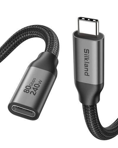 Silkland 80Gbps USB4 USB C Extension Cable 240W for Thunderbolt 5/4, 5FT | Male to Female Extender Cord, 8K@60Hz, 4K@540Hz, USB-C Hub, Dock, Monitor, iPhone 17/16, iPad, MacBook, External SSD, 5FT - size: 5 Feet