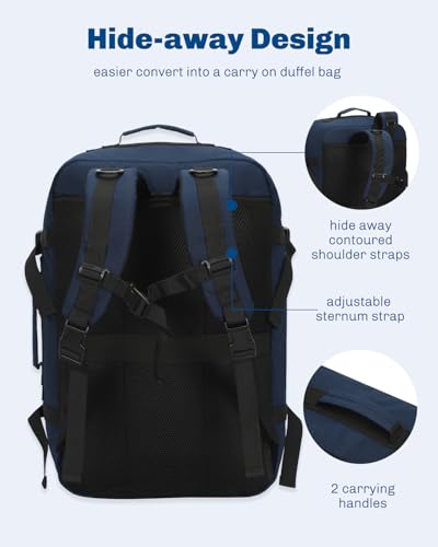 Carry on Backpack 38L Large Travel Backpack for Women Flight Approved Weekender Bag Laptop Backpack Men 15 inches Dark Blue - color: Dark Blue