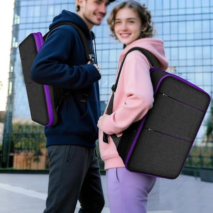 Travel Laptop Backpack with Small Case for 15-16 inch Notebooks, Slim & Expandable Computer Bag for College Business Commute for Men and Women,Black-Purple - color: Black-purple