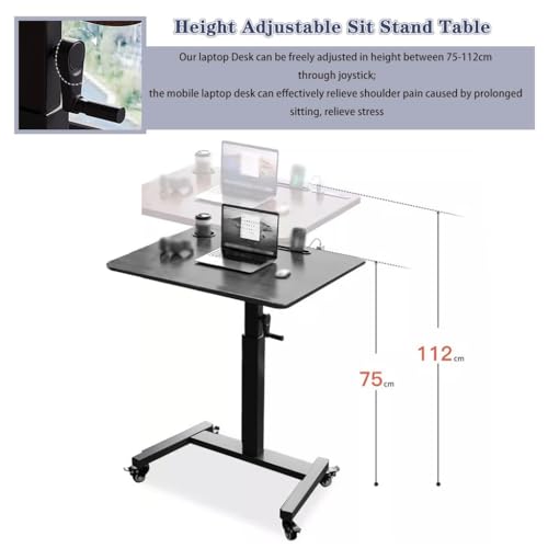 Height Adjustable Standing Desk, Laptop Table with Wheels Rocker, Portable Mobile Study Desk, Steel Frame Stable Side Table,Easy to Install(B) - color: B