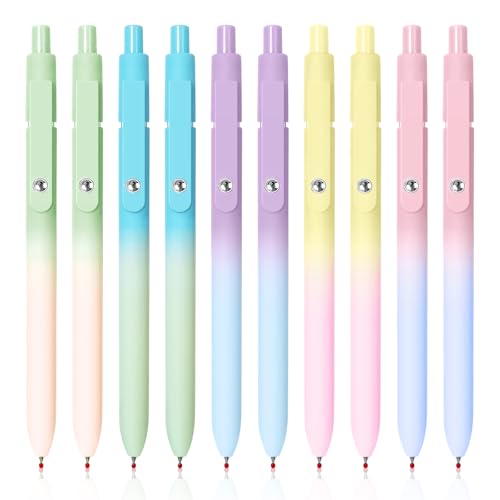 YOXMJDB Gel Pens, 10 Pcs Medium Point Smooth Writing Pens Cute Pens for Women, High-End Series 0.7mm Black Ink Pens for Journaling Note Taking, School Office Supplies (10 Pcs Gradient) - color: 10 Pcs Gradient