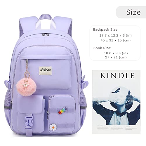 abshoo School Backpack for Girls Bookbag with Lunch Bag Teen Girls School Bag Travel Daypack (Purple) - color: Purple