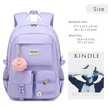 abshoo School Backpack for Girls Bookbag with Lunch Bag Teen Girls School Bag Travel Daypack (Purple) - color: Purple