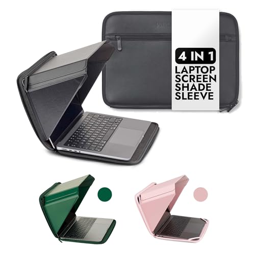 4-in-1 Laptop Screen Shade – Original Pro Sleeve – Built-in 4-in-1 Screen Shade, VeganHemp LTR, Sun, Privacy, Heat & Contrast Protection, Fits 15-16” MacBook, Patented, Black | PHILBERT Danish Design - color: Black, size: 15-16in