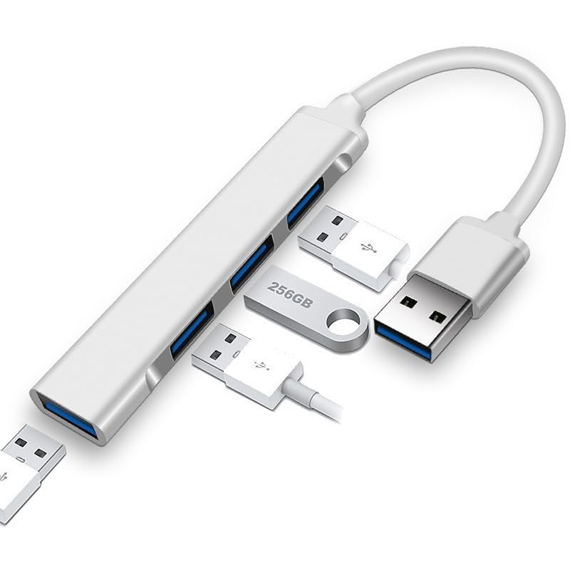 4-Port USB Hub 3.0, DUOYHIEL Portable Fast Data USB Hub Splitter for Laptop, USB Extender Compatible with Desktop, PC, MacBook, Keyborad iPad, Surface Pro, for Camera and More USB Devices