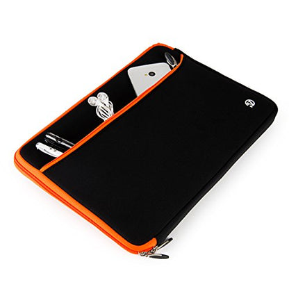 Neoprene Laptop Case | Lightweight Travel Protection | 13" Notebook Compatible Water Resistant Tech Sleeve (Orange) - color: Black/Orange