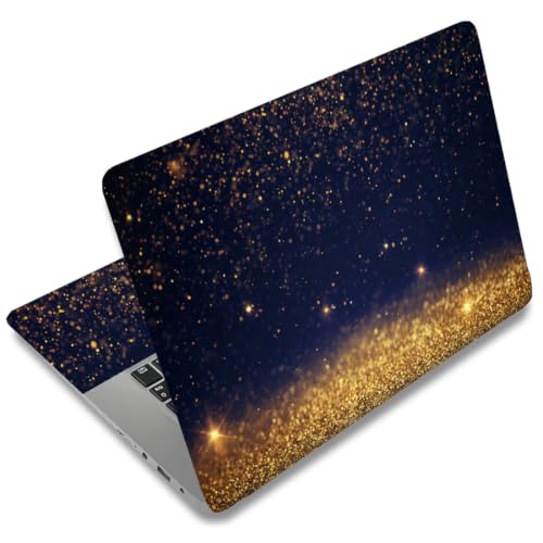 SUPERDANT 3 Pcs Laptop Skin Sticker Cover Decal Golden Sequin Sparkling Spots PVC Waterproof Scratch-Resistant Trim-to-Fit for 12-15.6 Inch Notebook Wrap Personalize Gift 15x10.6in
