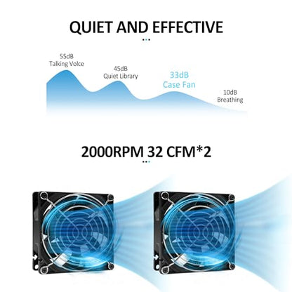 90mm 92mm Small 12V DC Computer PC 2Wire 3pin Cooling Fan 2000RPM 2-Pack | 2Wire 3Pin Long Service Life for GPU Hard Drive Coolers Stereo Receivers Caravan Refrigerator Cooling - size: 90x25mm