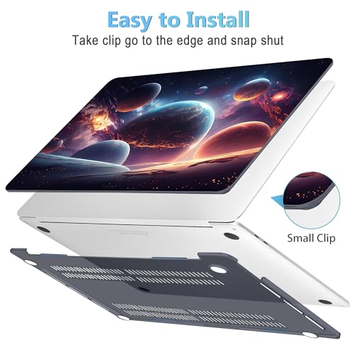 Mektron Case for MacBook Pro 16 Inch A2141 Cover 2019 Release 16" with Liquid Retina Display/Touch ID, Plastic Hard Shell with Keyboard Skin & Screen Protector & Dust Plug, Planets - color: Planets