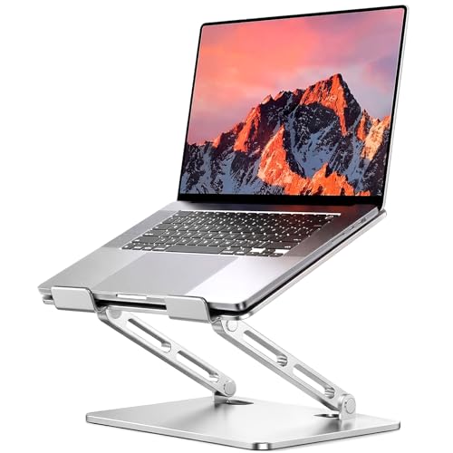 LOXP Adjustable Laptop Stand, Portable Laptop Riser, Aluminum Laptop Stand for Desk Foldable, Ergonomic Computer Notebook Holder for Desk, Office Desk Accessories (10-15.6'')- Silver - color: Classic Silver