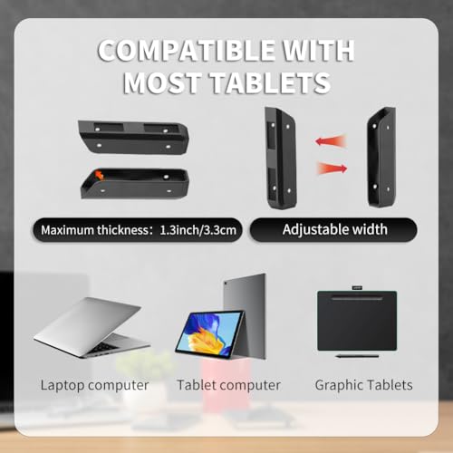 Wall & Under Desk Laptop Mount Holder with Adhesive Screws,1.02"/ 26 mm Thick, Universal for Laptop, Mac mini, MacBook, Keyboard with Anti-Scratch Pads