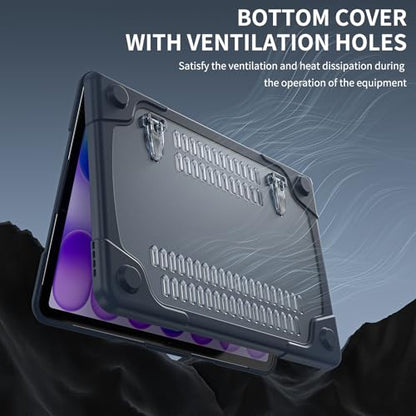 Batianda Heavy Duty Case for MacBook Neo 13 Inch 2026, Indigo | Fits Model A3404 A18 Pro Chip, Ergonomic Foldable Stand Holds 22lbs, TPU Bumper, Matte Translucent Shockproof Hard Shell - color: Indigo