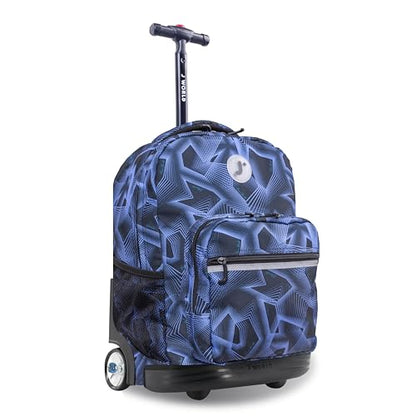 J World Sunrise Kids Rolling Backpack with Wheels for Girls Boys, Roller Bookbag for School, 18 x 13 x 9 Inches, Disco - color: Disco