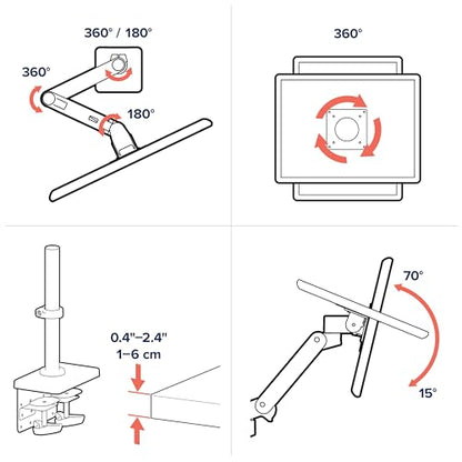 Ergotron – Upgraded LX Pro Premium Monitor Arm, Single Monitor Desk Mount – fits Flat Curved Ultrawide Computer Monitors up to 34 Inches, 4 to 22 lbs, VESA 75x75mm or 100x100mm – Tall Pole, Black