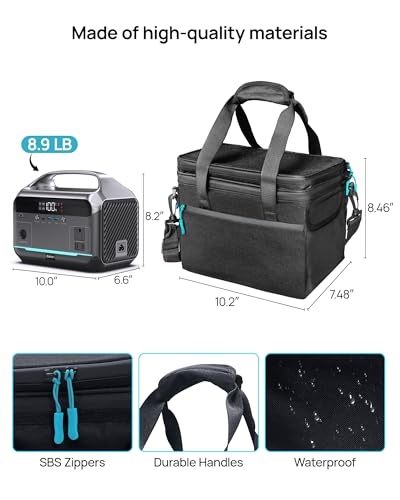DaranEner Portable Power Station 600W with Bag, 288Wh (90,000mAh) LiFePO4 Battery Backup, 2×600W (1200W Surge) AC Outlets, 2.2H Fast Recharge, Solar Generator for Camping, RV, Travel, Home Emergency - color: Black&Blue