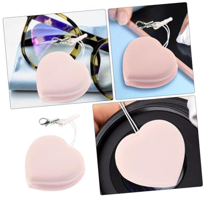 Heart-Shaped Macaron Phone Screen 10-Pack Portable Lens Cleaning Cloths for Eyeglasses Camera Lenses and Electronics Cartoon Hanging Accessory - color: Pink