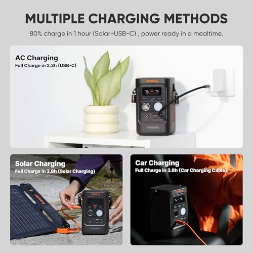 Jackery Solar Generator 300D, 288Wh LiFePO4 Portable Power Station with 40W Solar Panel, 300W DC Output, 140W USB-C Charging Cable Included, for Camping, Travel & Starlink Mini - style: E300D+40W