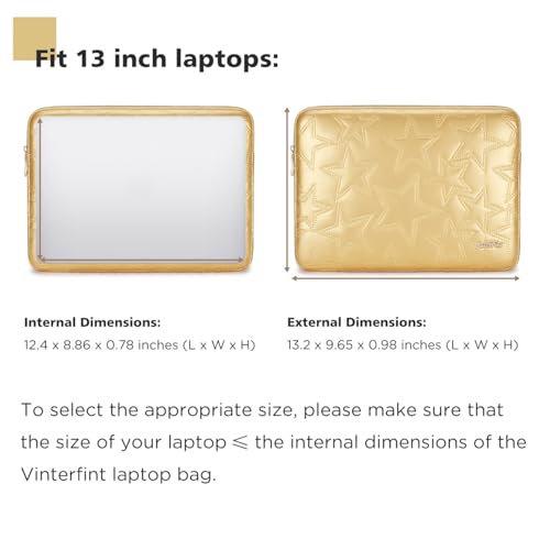 13 inch Laptop Sleeve Case for 13" MacBook Air M5/M4, 13" MacBook Neo/Pro, 13" Surface Laptop 7, 13" Latitude 5350/7350, 13.4" XPS 13, 13" ThinkPad L13 Gen 5, HP Notebook Bag Cover, Gold - color: Gold, size: 13 inch / Macbook 13